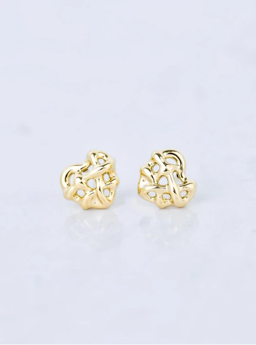 Kolczyki plecione serduszka, stal pozłacana S209973Z00