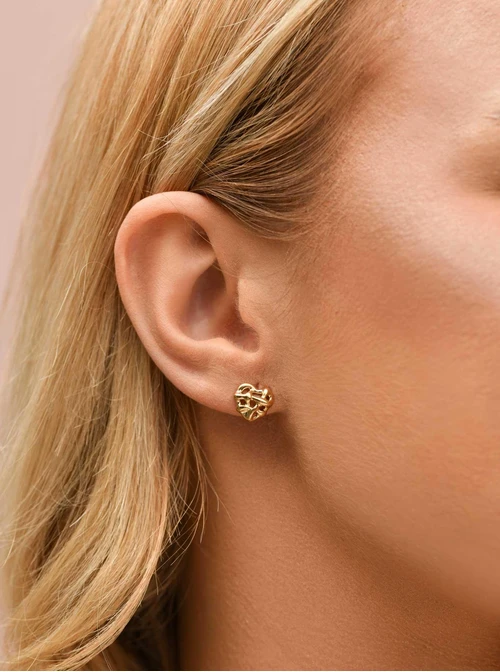 Kolczyki plecione serduszka, stal pozłacana S209973Z00