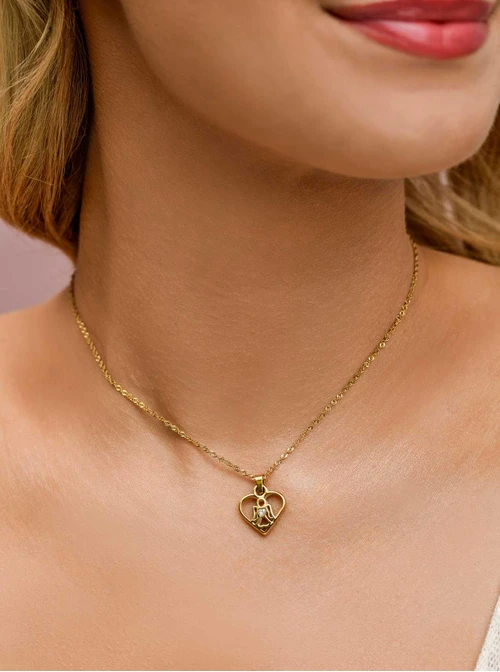 Naszyjnik Aniołek, serce, stal pozłacana S309552Z00