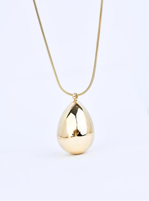 Naszyjnik długi, dmuchana kropla, stal pozłacana  S309855Z00
