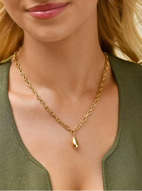 Naszyjnik dmuchana kropla, stal pozłacana S309872Z00