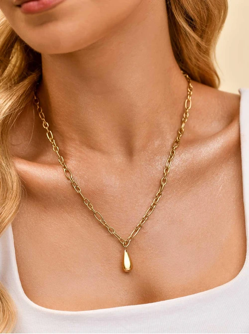 Naszyjnik dmuchana kropla, stal pozłacana S309872Z00