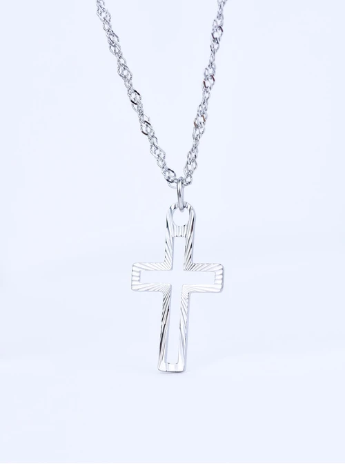 Naszyjnik frezowany krzyżyk, stal  S309611S00