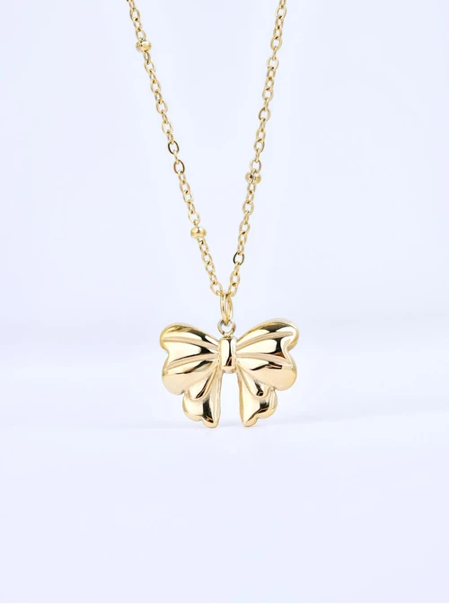 Naszyjnik kokardka, stal pozłacana S309899Z00