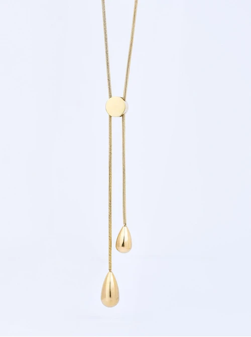 Naszyjnik krawatka, kropelki, stal pozłacana S309875Z00