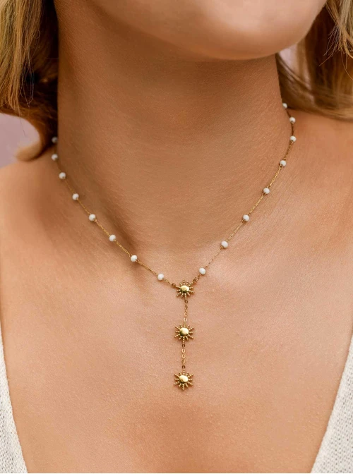 Naszyjnik krawatka słoneczka, stal pozłacana S309682Z00