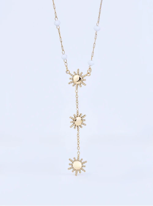 Naszyjnik krawatka słoneczka, stal pozłacana S309682Z00