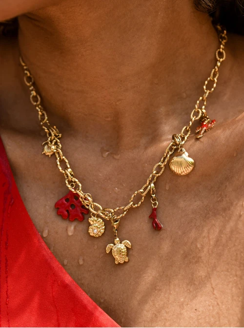 Naszyjnik łańcuch, baza Charms, stal pozłacana S309744Z00