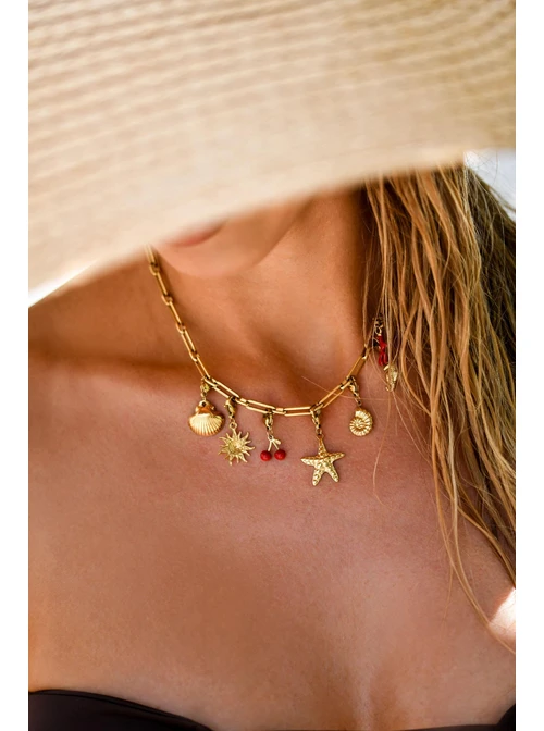 Naszyjnik łańcuch, baza Charms, stal pozłacana S309775Z00