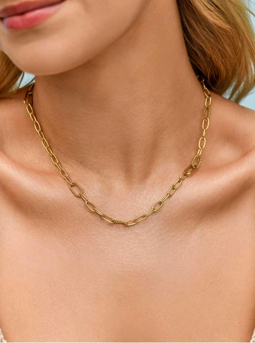 Naszyjnik łańcuch, baza Charms, stal pozłacana S309856Z00