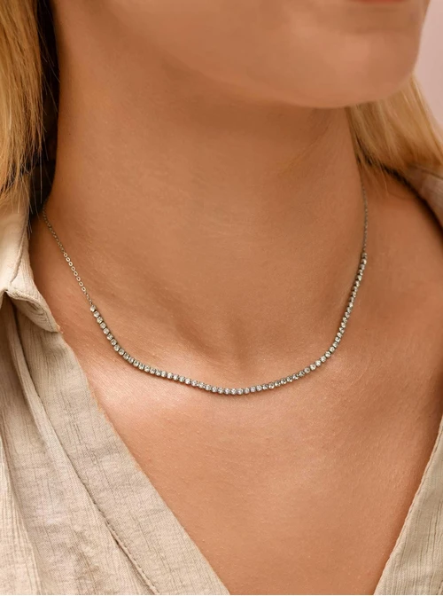 Naszyjnik tenisowy, kryształki, stal S309908S00