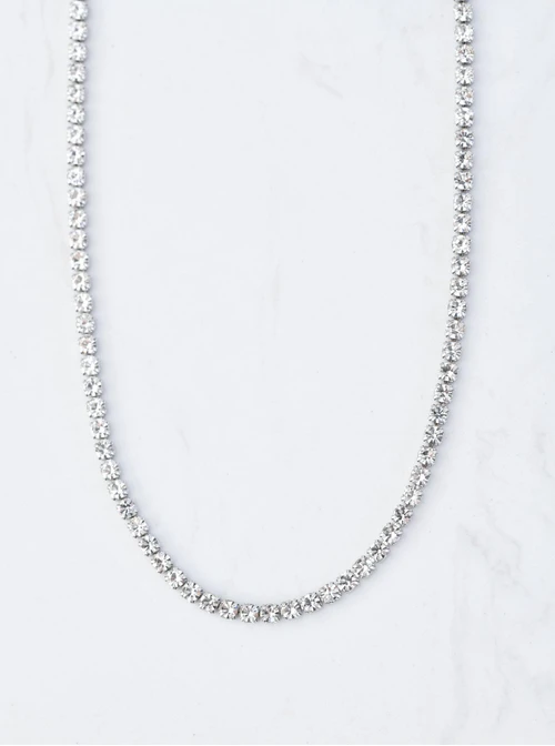 Naszyjnik tenisowy, kryształki, stal S309911S00