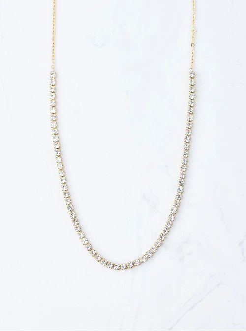 Naszyjnik tenisowy, kryształki, stal pozłacana S309908Z00