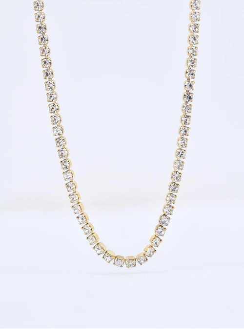 Naszyjnik tenisowy, kryształki, stal pozłacana S309911Z00