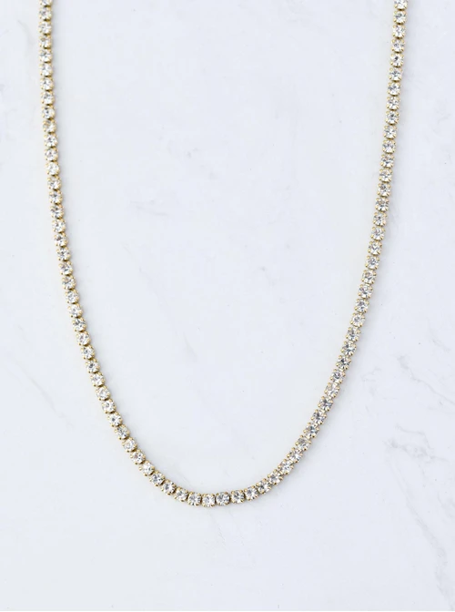 Naszyjnik tenisowy, kryształki, stal pozłacana S309911Z00