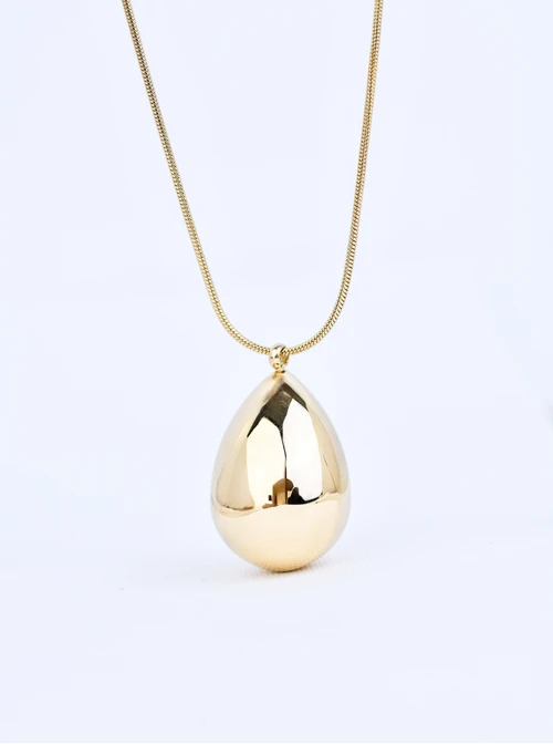 [Zestaw] Naszyjnik długi, dmuchana kropla, stal pozłacana  S309855Z00