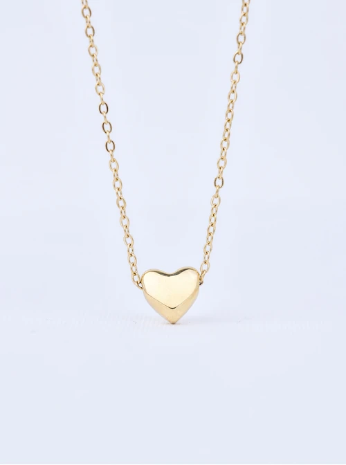 [Zestaw] Naszyjnik dmuchane serduszko, stal pozłacana S309968Z00