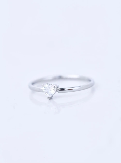 Pierścionek kryształowe serduszko, stal  S406677S02