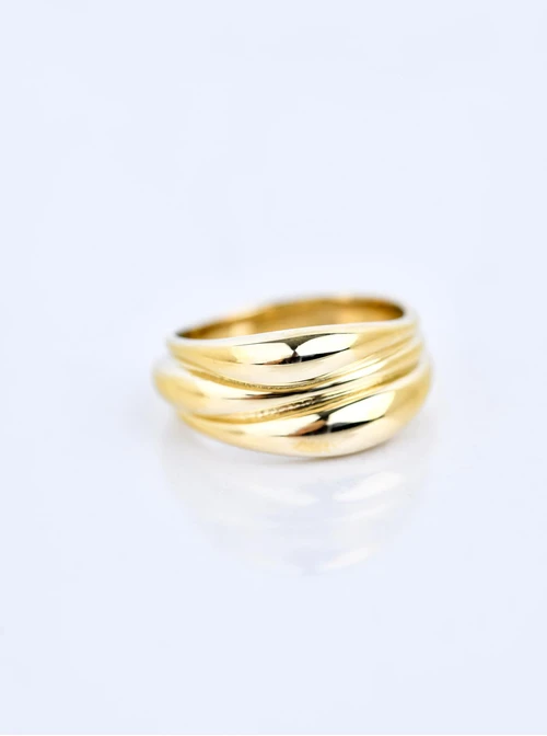 Pierścionek nieregularny kształt, stal pozłacana S409870Z00