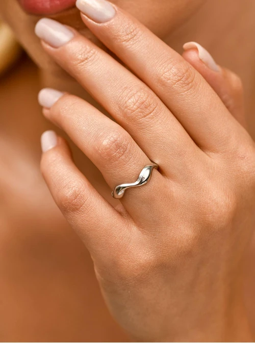 Pierścionek regulowany fala, stal S409858S00-0