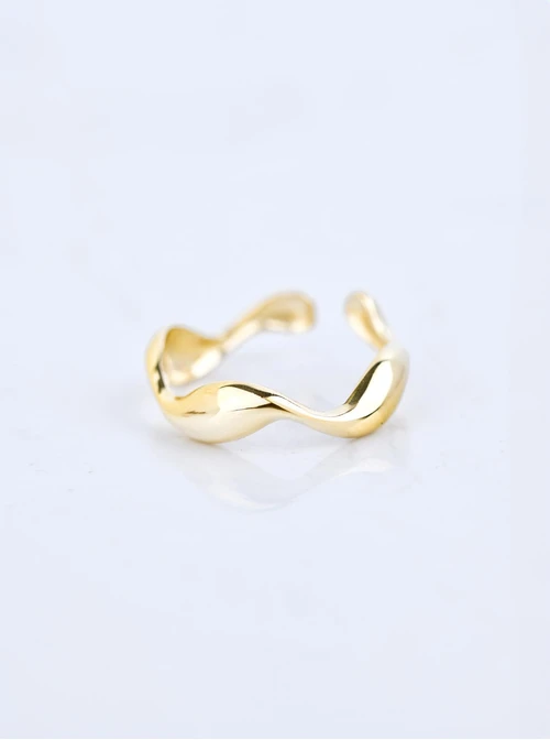 Pierścionek regulowany fala, stal pozłacana S409858Z00-0