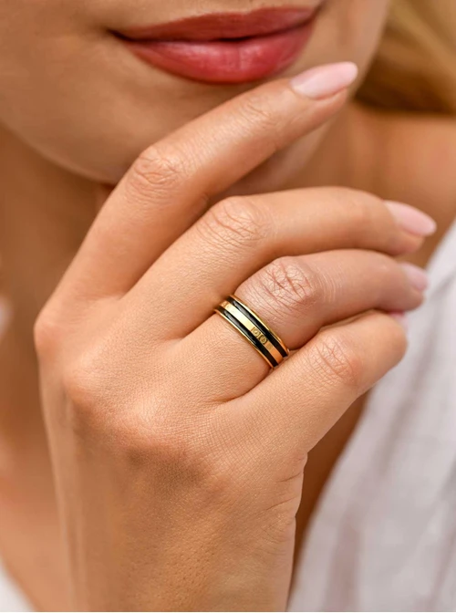 Pierścionek z Rozetą Vezzi, stal pozłacana S409934Z01