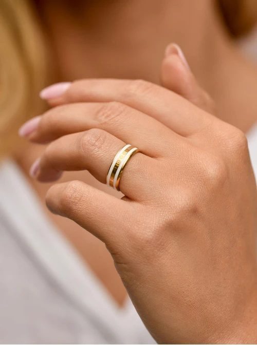 Pierścionek z Rozetą Vezzi, stal pozłacana  S409934Z02