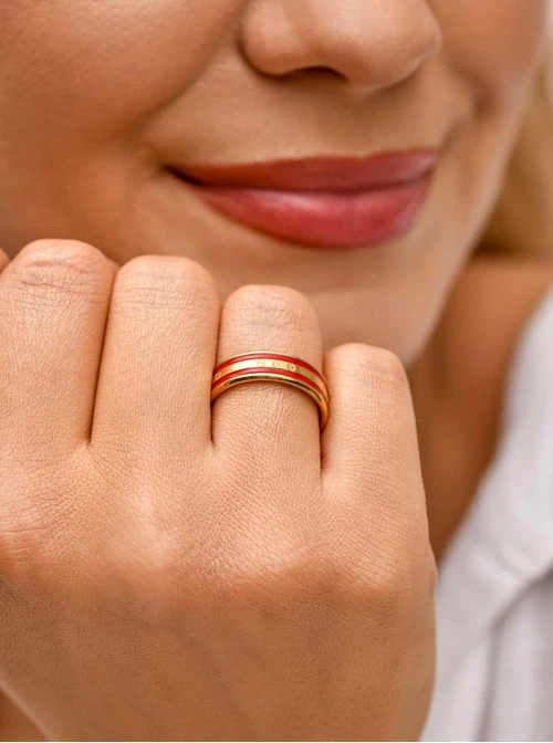 Pierścionek z Rozetą Vezzi, stal pozłacana S409934Z03