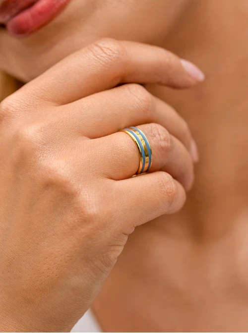 Pierścionek z Rozetą Vezzi, stal pozłacana S409934Z04