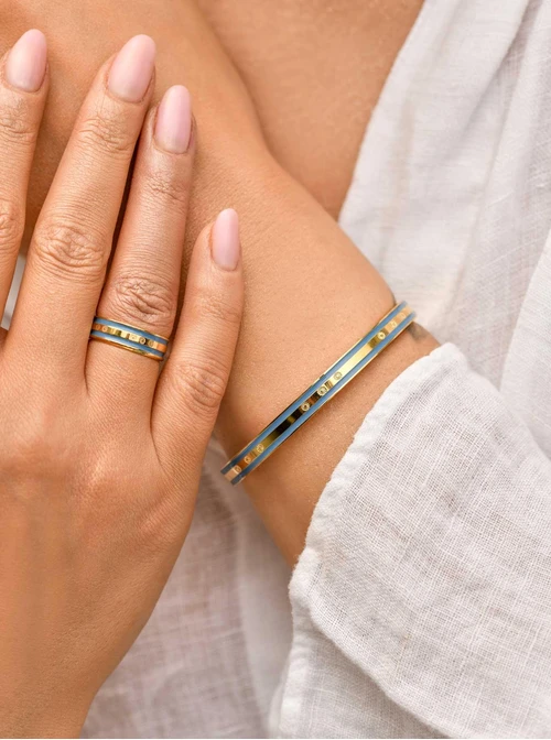 Pierścionek z Rozetą Vezzi, stal pozłacana S409934Z04