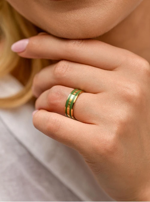 Pierścionek z Rozetą Vezzi, stal pozłacana S409934Z05