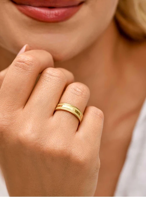 Pierścionek z Rozetą Vezzi, stal pozłacana S409934Z15