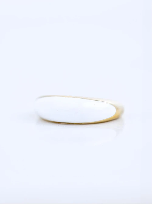 Pierścionek z białą emalią, stal pozłacana S409920Z02