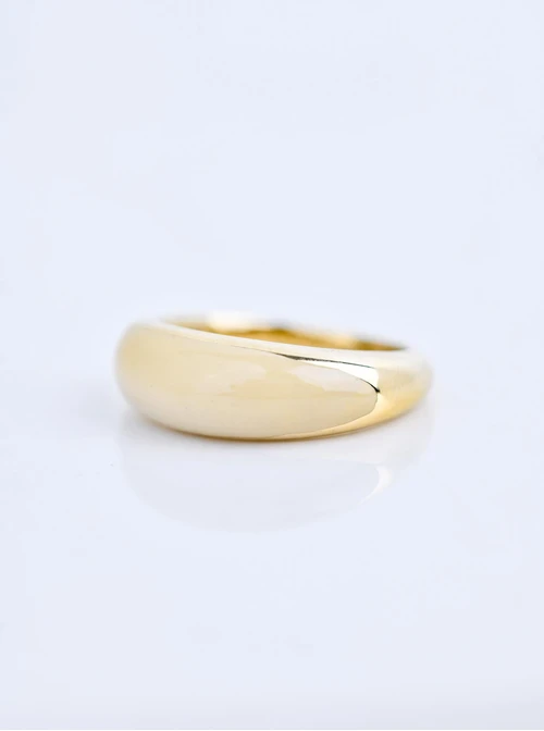 Pierścionek z kremową emalią, stal pozłacana S409928Z15