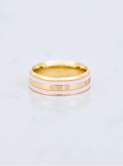 Pierścionek z Rozetą Vezzi, stal pozłacana S409934Z06