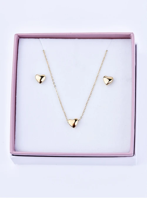 [Zestaw] Naszyjnik dmuchane serduszko, stal pozłacana S309968Z00