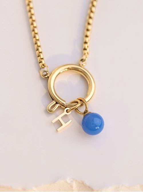 Zawieszka Agat niebieski, stal pozłacana SC08059Z00-10