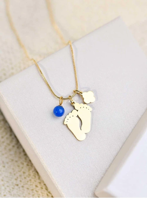 Zawieszka Agat niebieski, stal pozłacana SC08059Z00-10