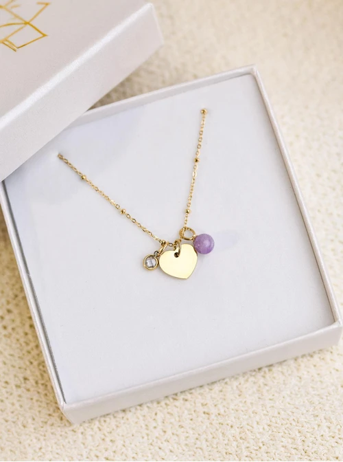 Zawieszka Ametyst Lawendowy, stal pozłacana SC08059Z00-14