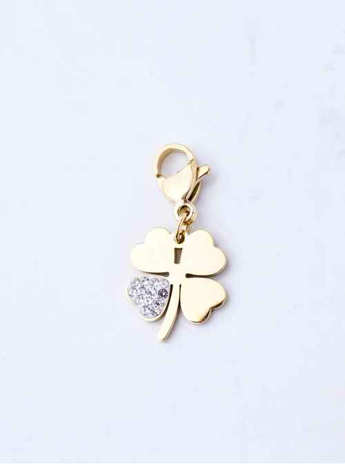 Zawieszka, charms, koniczynka, stal pozłacana SC09787Z00