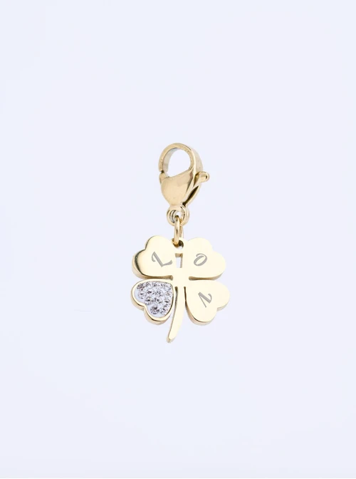 Zawieszka, charms, koniczynka, stal pozłacana SC09787Z00