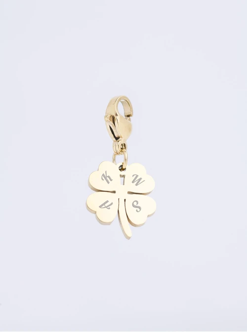Zawieszka, charms, koniczynka, stal pozłacana SC09787Z00