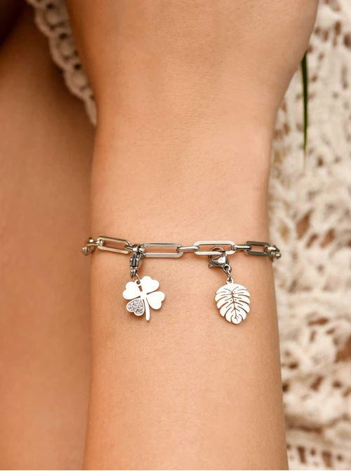 Zawieszka, charms, monstera, stal SC09786S00