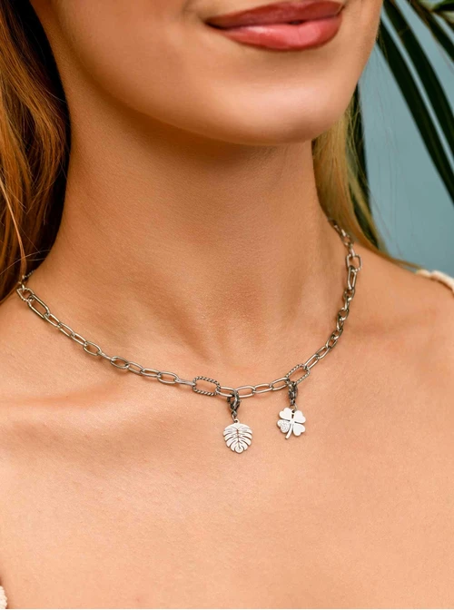 Zawieszka, charms, monstera, stal SC09786S00