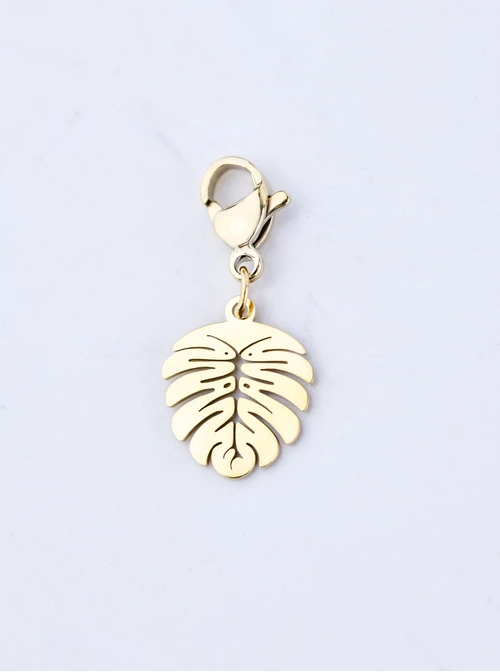 Zawieszka, charms, monstera, stal pozłacana SC09786Z00