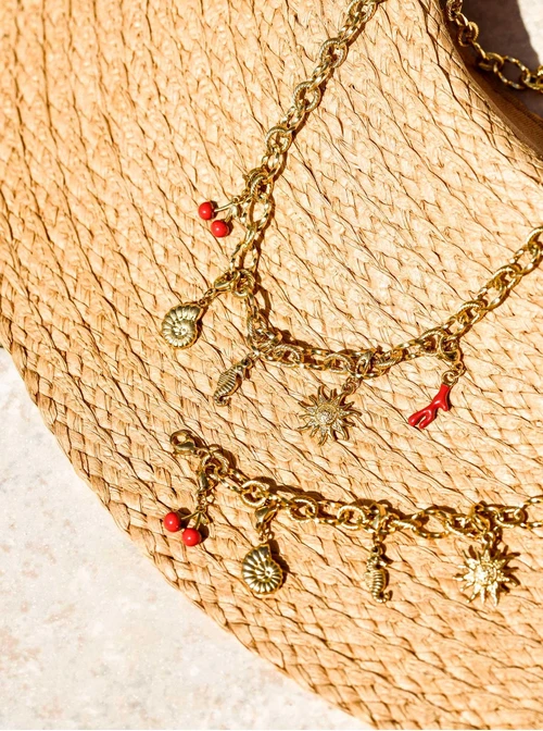 Zawieszka, charms słoneczko, stal pozłacana SC09793Z00