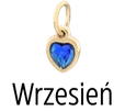 Zawieszka serce kryształ urodzeniowy, Wrzesień, stal pozłacana SC08061Z00-09
