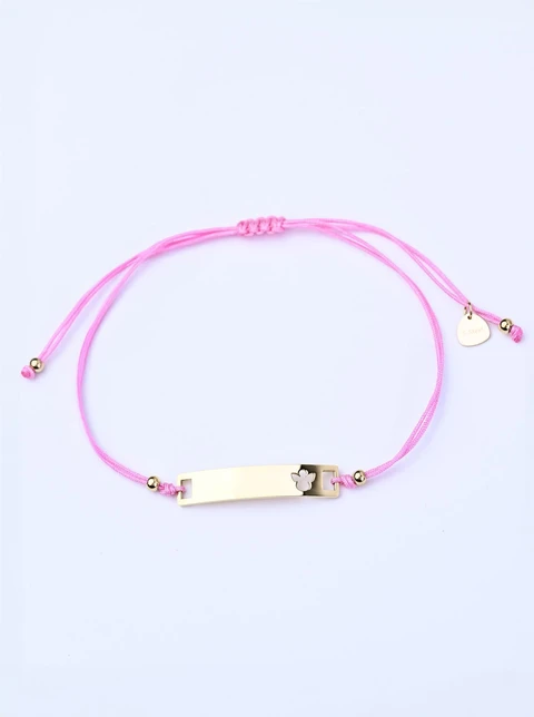 Bransoletka grawer, aniołek, różowy, stal pozłacana S108071Z-06