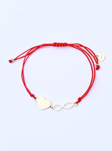 Bransoletka grawer, serce, nieskończoność, stal pozłacana S108070Z-03