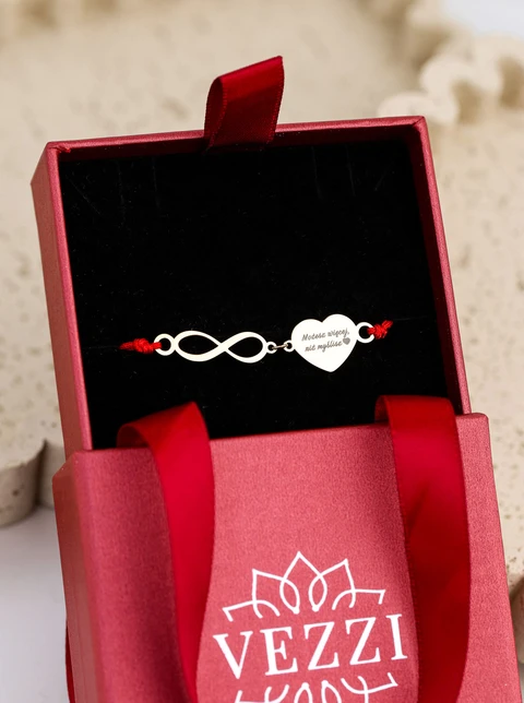 Bransoletka grawer, serce, nieskończoność, stal pozłacana S108070Z-03